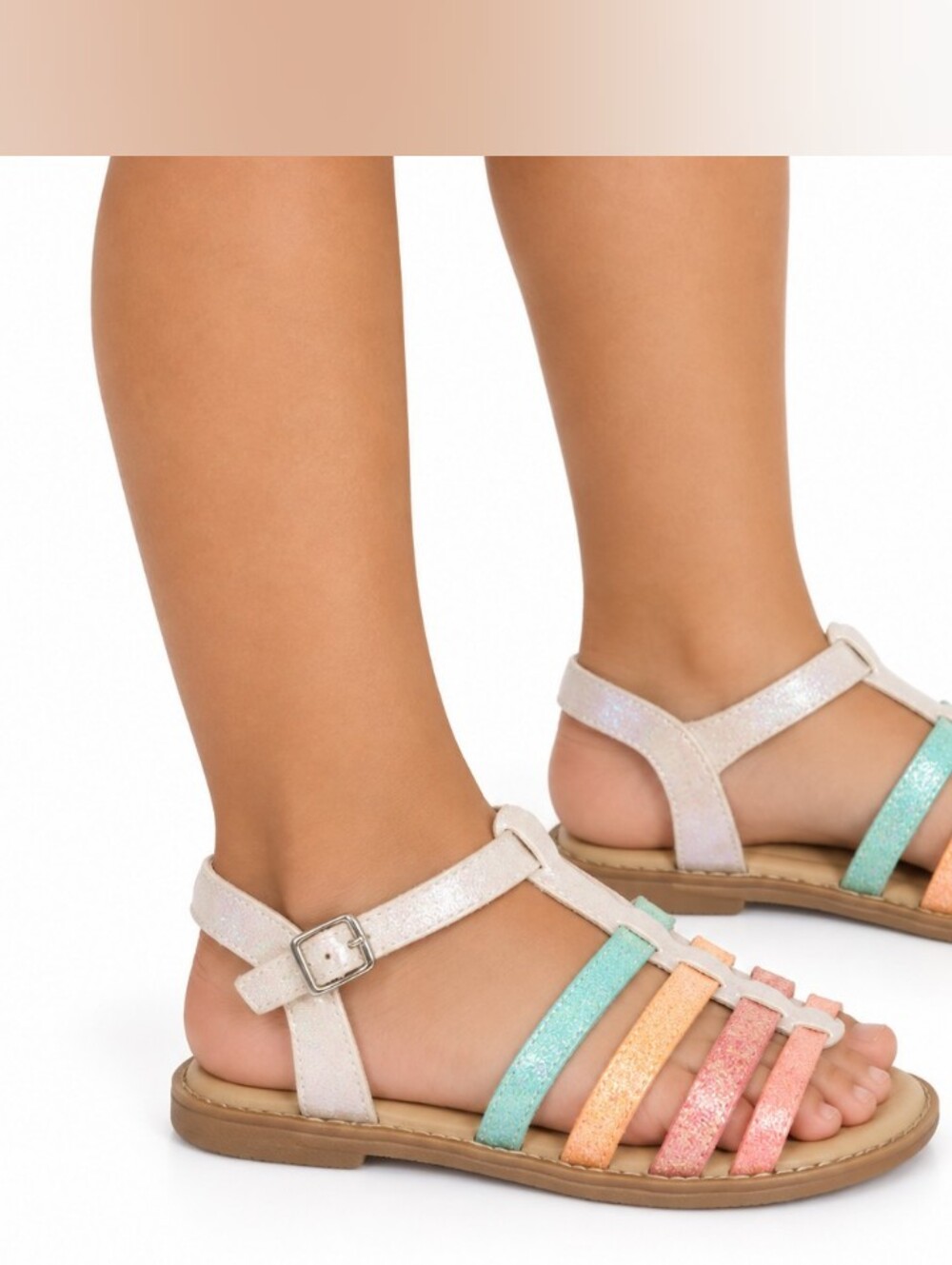 Girls' Glitter Strappy Sandals - Multi